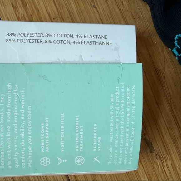 Bombas Black and Blue Athletic Socks with Cushioning XS Youth - Picture 3 of 7